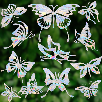 Shawula 36PCS Butterfly Window Clings - Anti-Collision Window Decals to Save Birds from Window Collisions,Non Adhesive Prismatic Vinyl Window Clings, Rainbow Stickers