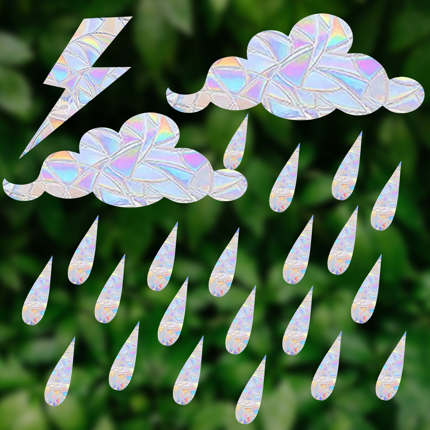 Shawula 99PCS Raindrop Window Clings - Anti-Collision Decals to Save Birds from Collisions,Non Adhesive Prismatic Vinyl Clings, Rainbow Stickers