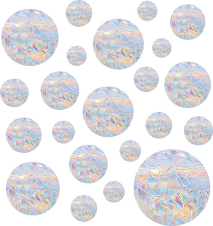 Shawula 36PCS Circle Window Clings - Anti-Collision Window Decals to Save Birds from Window Collisions,Non Adhesive Prismatic Vinyl Window Clings, Rainbow Stickers