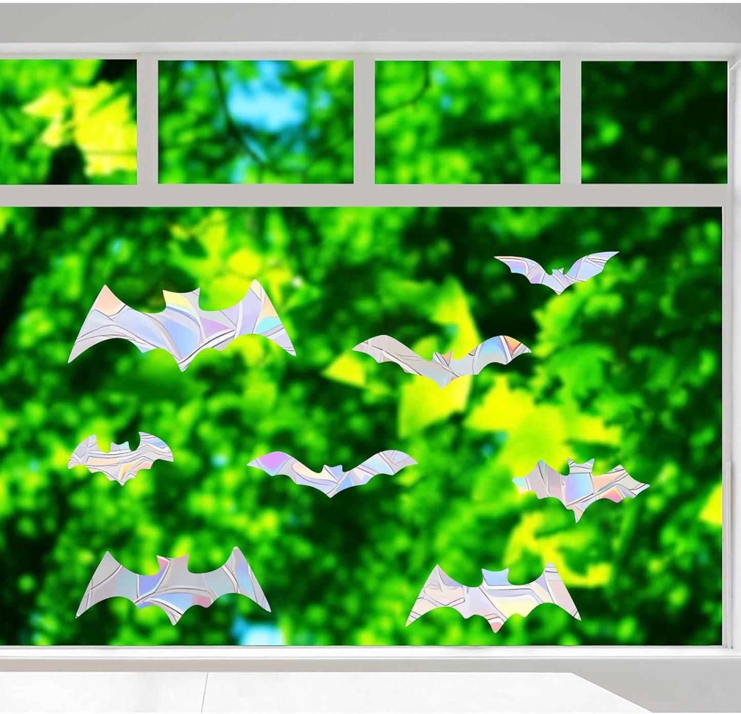 45PCS Bat Window Clings - Anti-Collision Decals to Save Birds From Collisions, Non-Adhesive Prismatic Vinyl Clings (Bat)