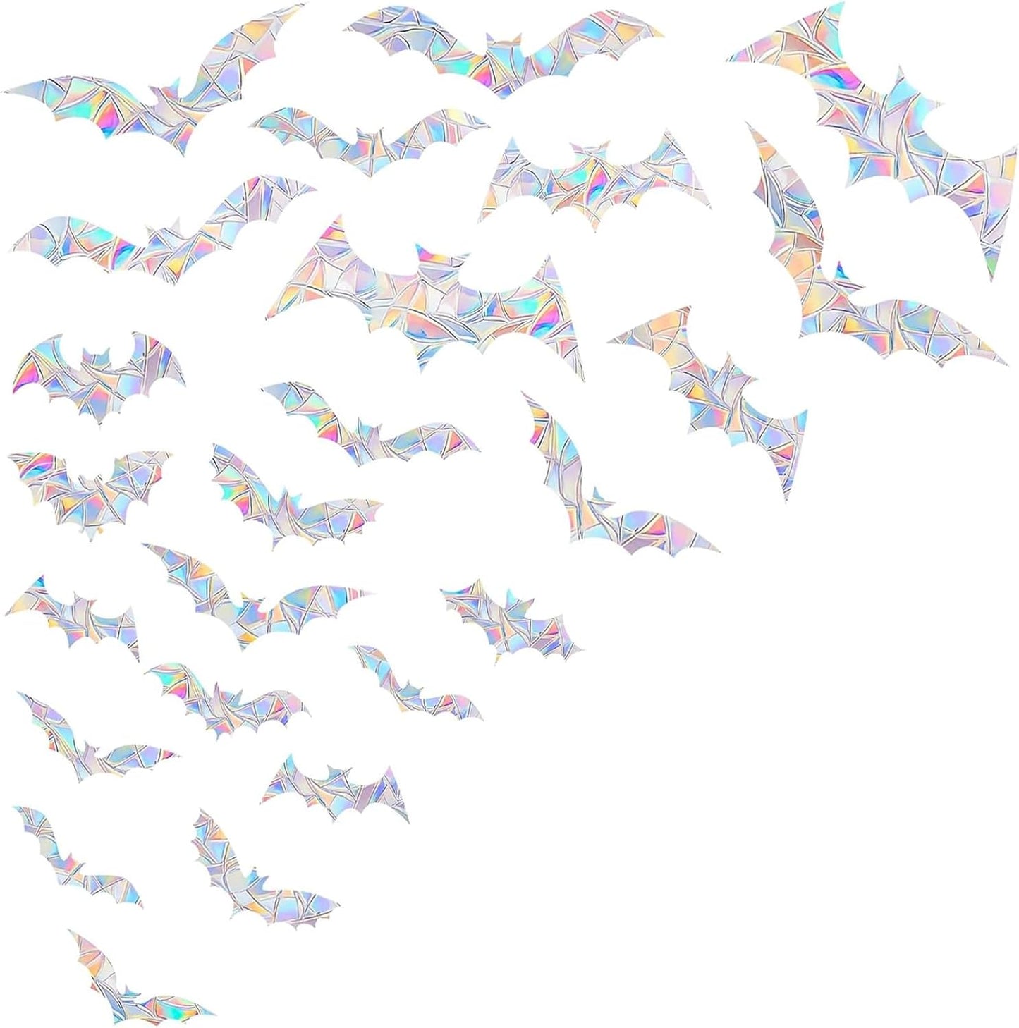 45PCS Bat Window Clings - Anti-Collision Decals to Save Birds From Collisions, Non-Adhesive Prismatic Vinyl Clings (Bat)
