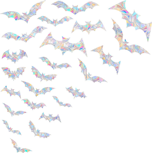 45PCS Bat Window Clings - Anti-Collision Decals to Save Birds From Collisions, Non-Adhesive Prismatic Vinyl Clings (Bat)