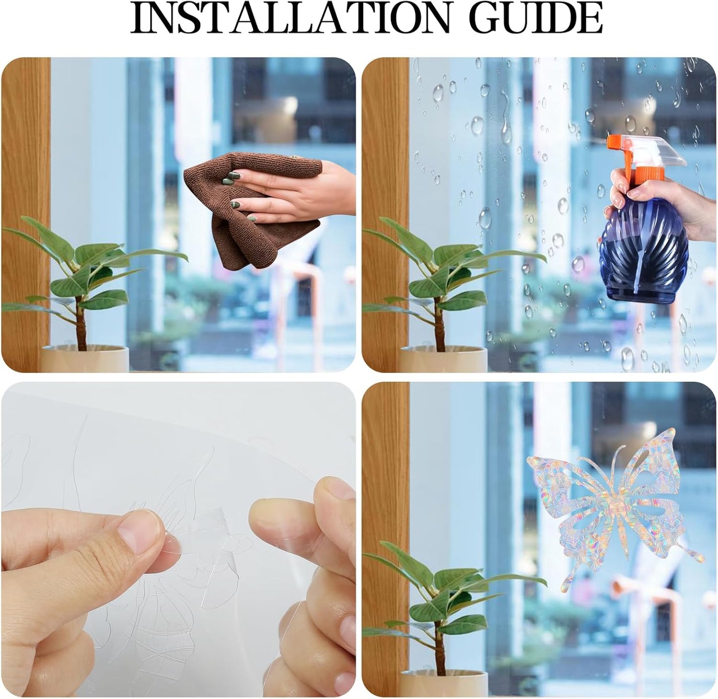 36PCS Butterfly Window Clings - Anti-Collision Window Decals to Save Birds from Window Collisions,Non Adhesive Prismatic Vinyl Window Clings, Rainbow Stickers