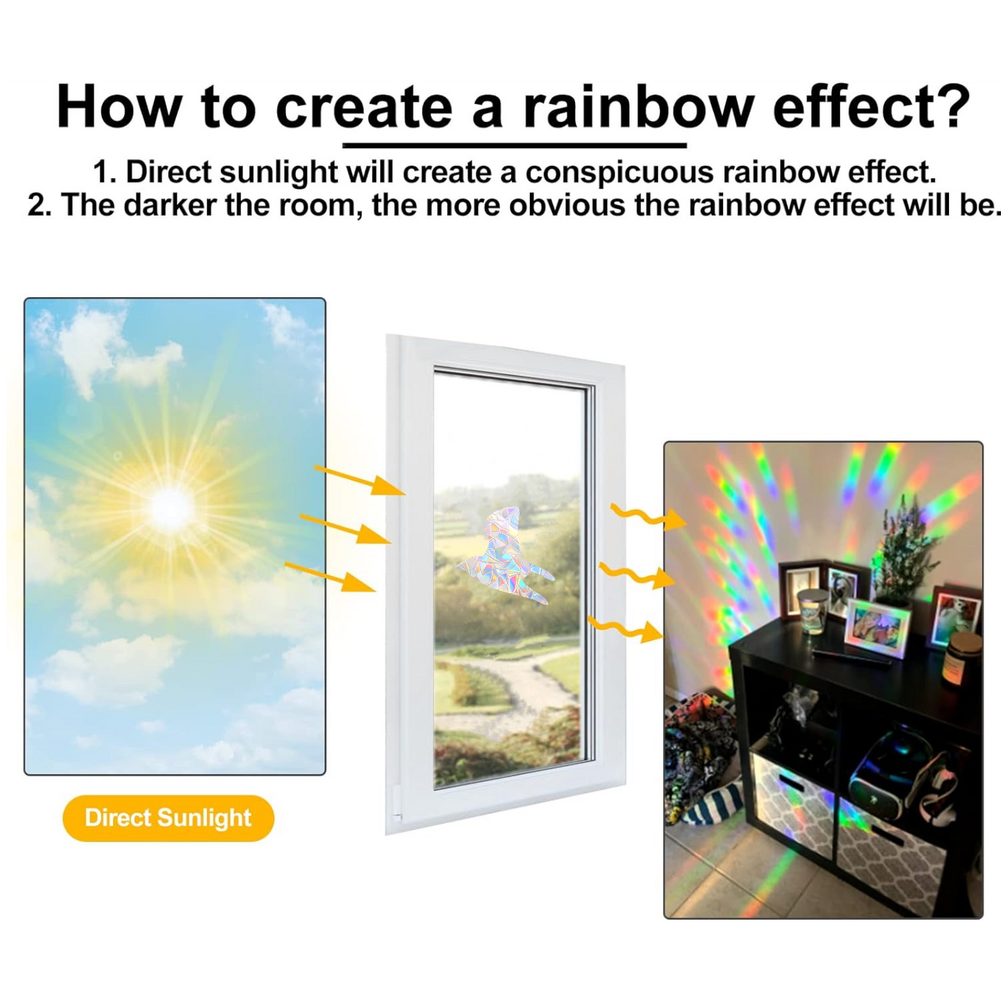 72Pcs Birds Window Stickers Prevent Birds from Hitting Windows, Rainbow Sun Catcher Stickers No Glue Required, Non-Adhesive Reusable Vinyl Rainbow Stickers