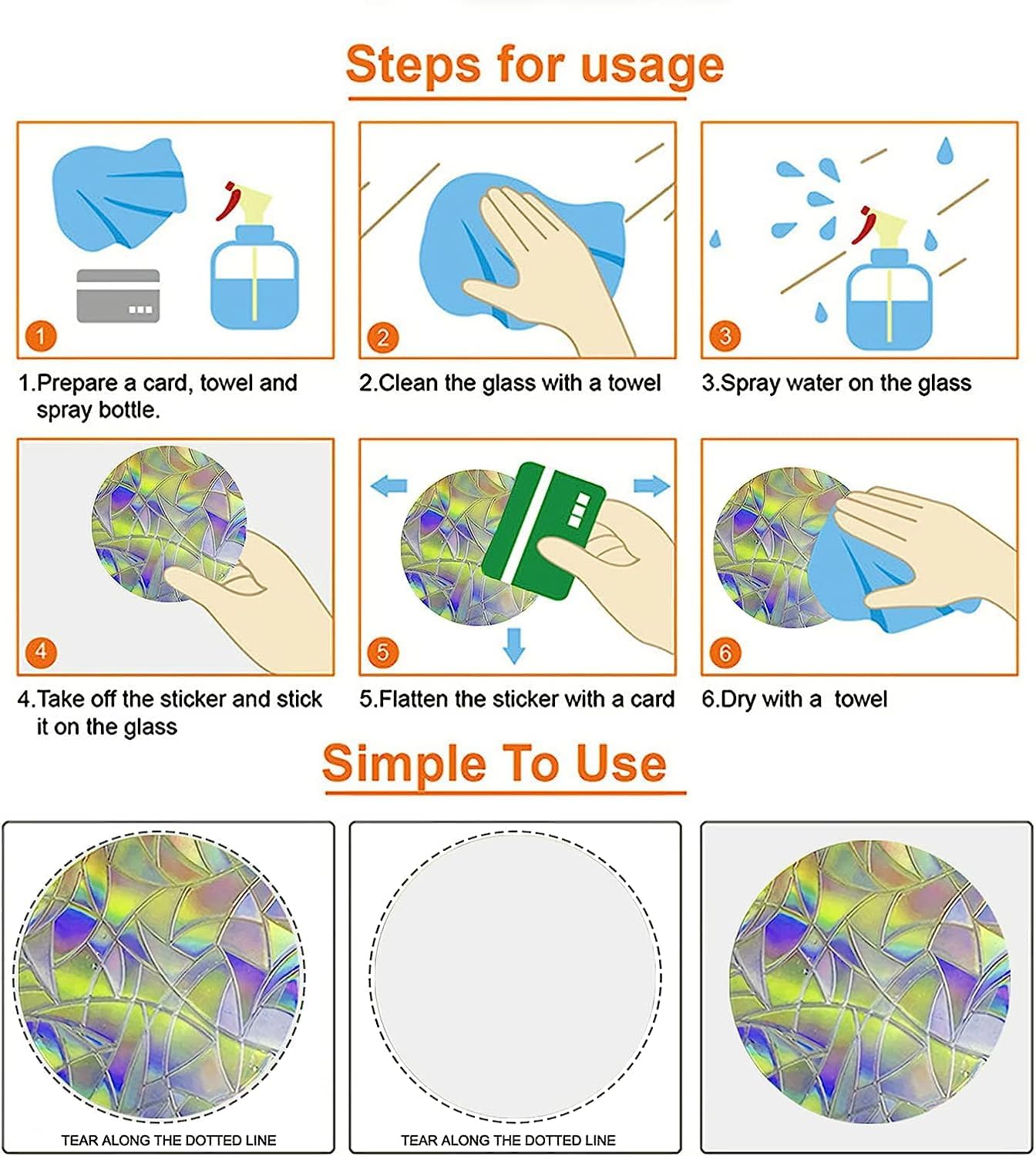 44PCS Mushroom & 3 Leaf Window Clings - Anti-Collision Decals to Save Birds, Non-Adhesive Prismatic Vinyl, Rainbow Stickers (Rainbow 44 Pieces)