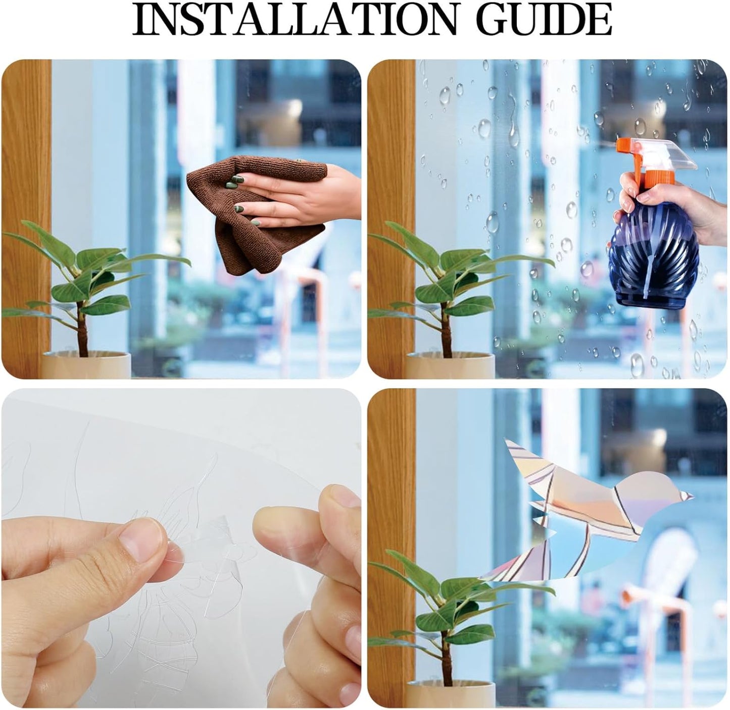 51Pcs Birds Window Stickers Prevent Birds from Hitting Windows, Rainbow Sun Catcher Stickers No Glue Required, Non-Adhesive Reusable Vinyl Rainbow Stickers