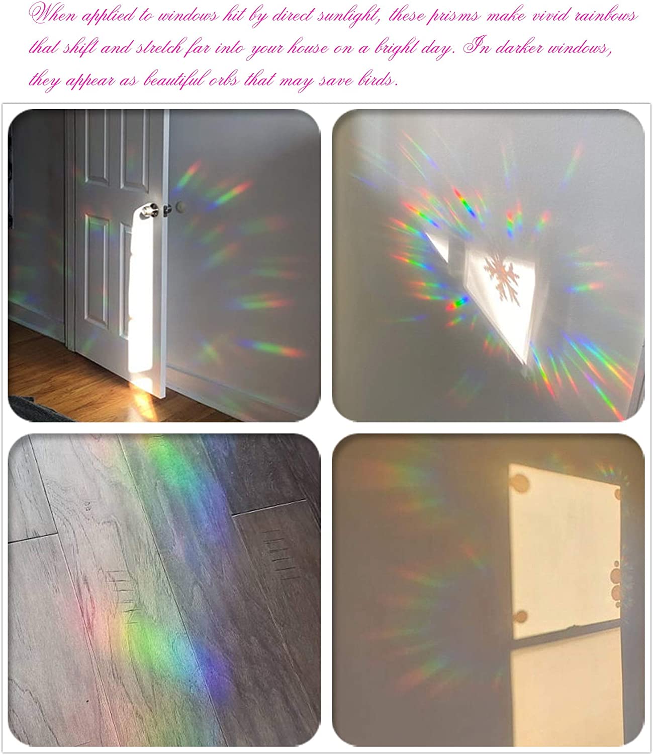 18PCS Mandala Window Clings Anti-Collision Decals to Save Birds from Collisions,Non Adhesive Prismatic Vinyl Window Clings Rainbow Stickers