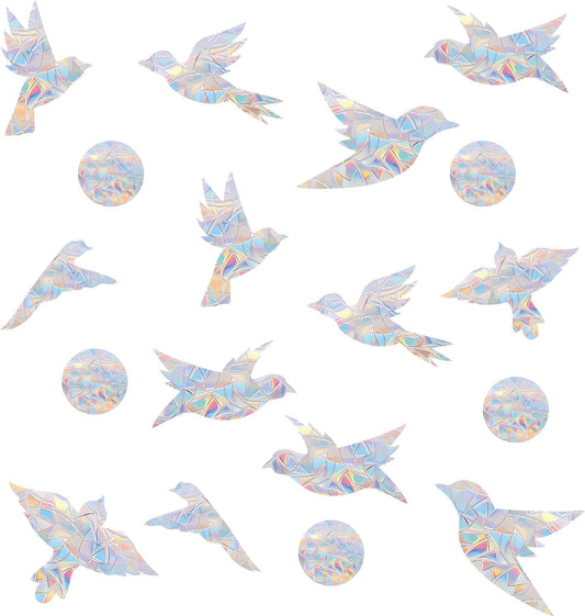 51Pcs Birds Window Stickers Prevent Birds from Hitting Windows, Rainbow Sun Catcher Stickers No Glue Required, Non-Adhesive Reusable Vinyl Rainbow Stickers