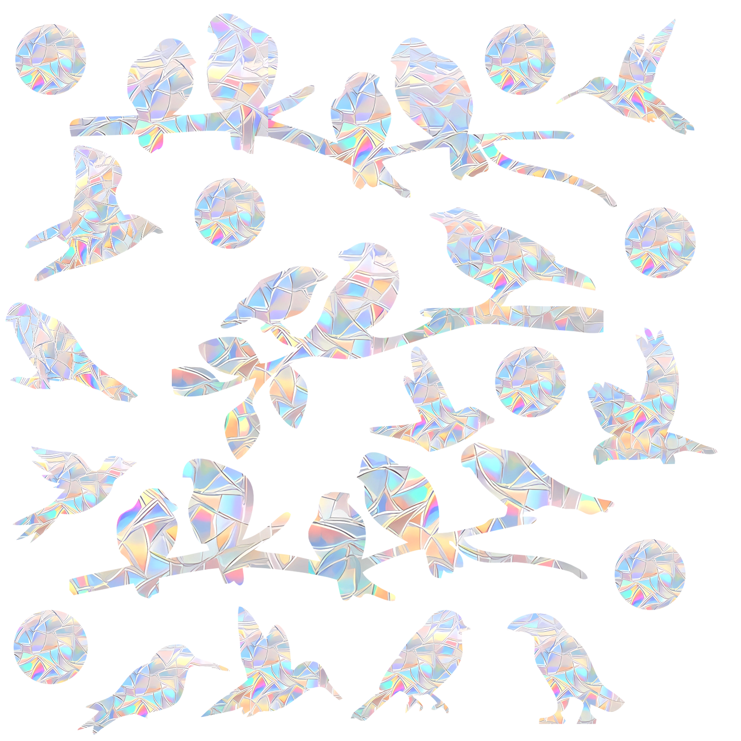 72Pcs Birds Window Stickers Prevent Birds from Hitting Windows, Rainbow Sun Catcher Stickers No Glue Required, Non-Adhesive Reusable Vinyl Rainbow Stickers