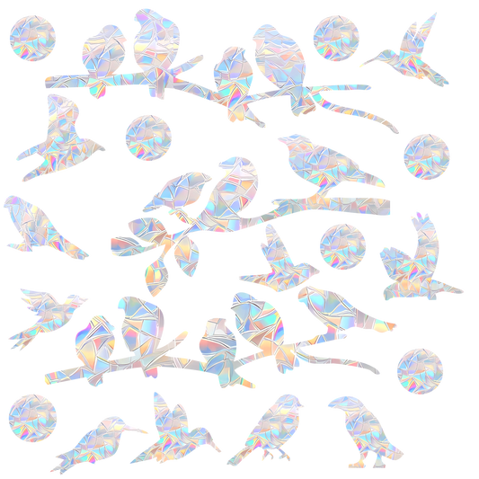 72Pcs Birds Window Stickers Prevent Birds from Hitting Windows, Rainbow Sun Catcher Stickers No Glue Required, Non-Adhesive Reusable Vinyl Rainbow Stickers