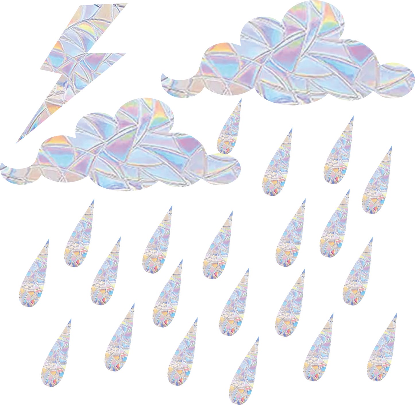 Shawula 99PCS Raindrop Window Clings - Anti-Collision Decals to Save Birds from Collisions,Non Adhesive Prismatic Vinyl Clings, Rainbow Stickers